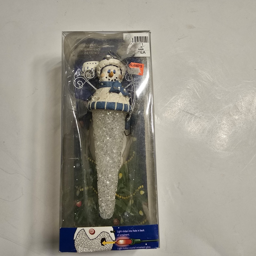 Glowing‎ Christmas Ornament Snowman Icicle Light Holder Decor Vintage